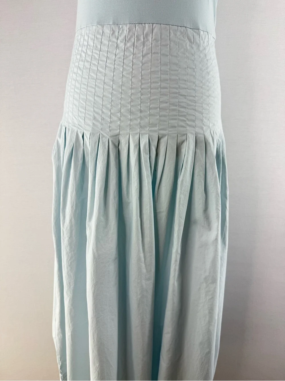 J. Crew Light Blue Pintuck Mixy Drop-Waist Sleeveless Dress